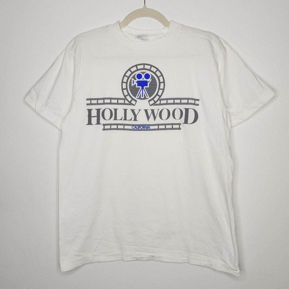 Vintage Hollywood California Movie Promo Screen Medium White Single Stitch Shirt